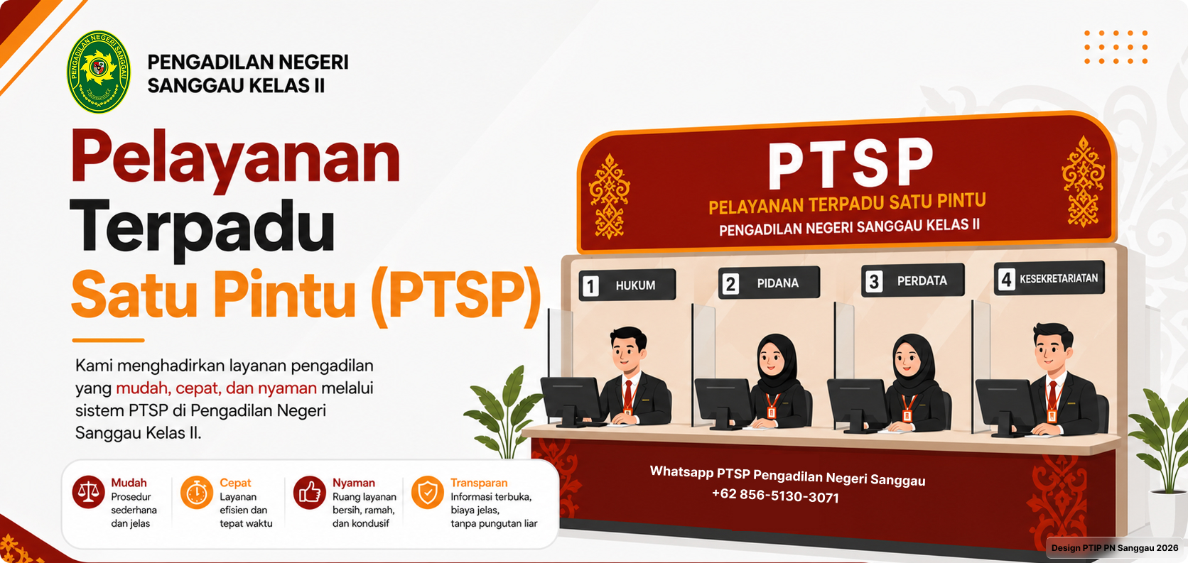 Pelayanan Terpadu Satu Pintu (PTSP) Pengadilan Negeri Sanggau — klik untuk menghubungi PTSP via WhatsApp, membuka tab baru